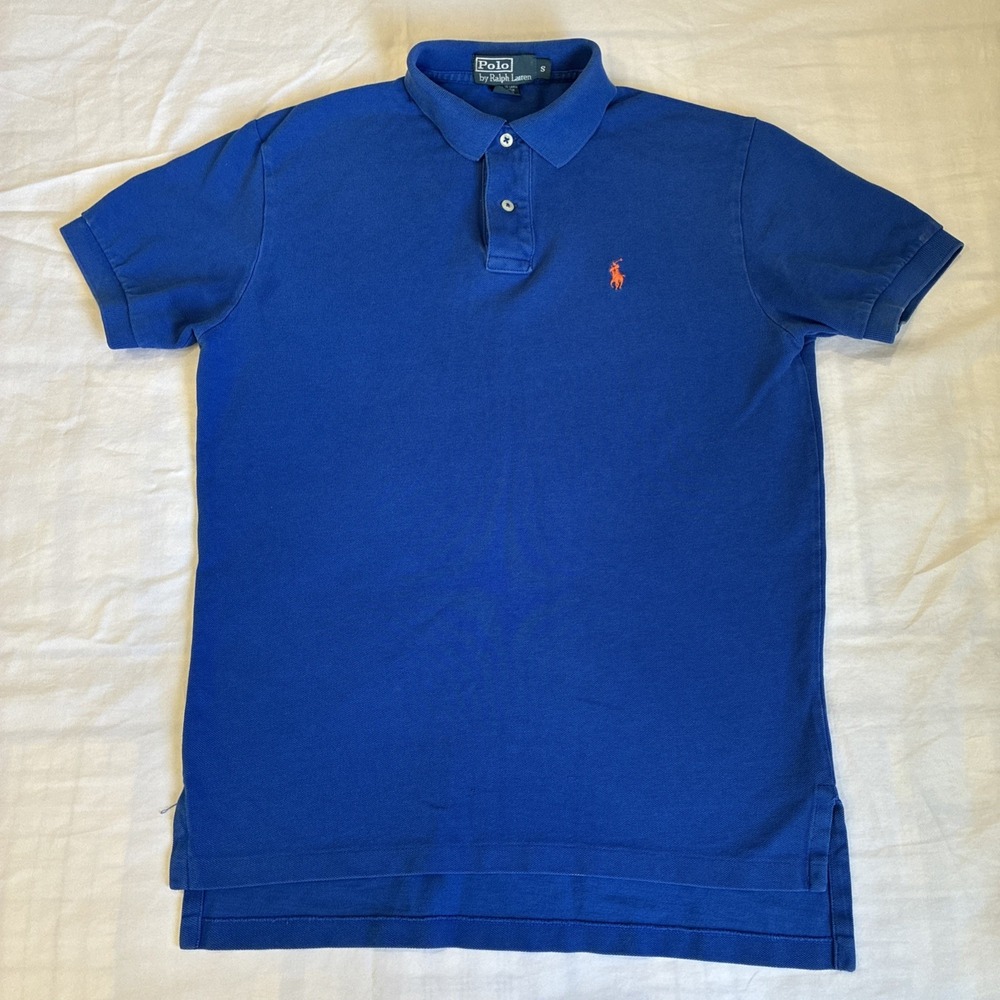 Polo Ralph Lauren Men's Blue Short Sleeve Cotton Solid Polo Shirt Size Small